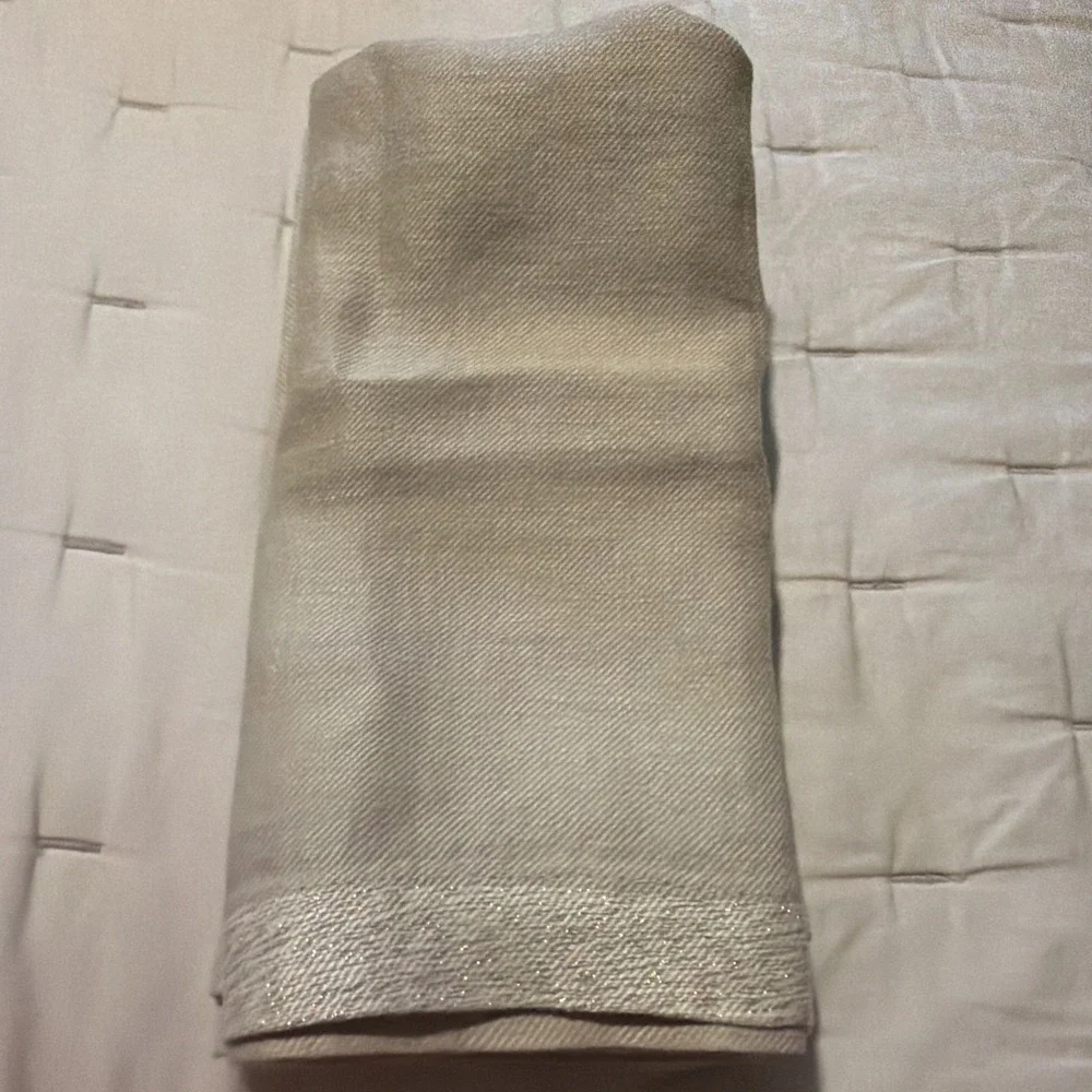 West Elm Contrast Border BIRCH Linen Napkins 18